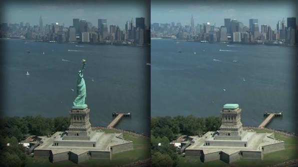 Paint and cleanup: the Statue of Liberty removed from the plate, the pedestal rebuilt.