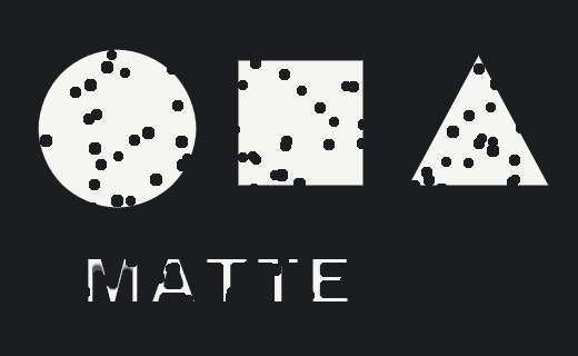 The matte eroded: white shrinks, specks vanish